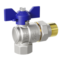 Кран шаровой латунный угловой LD Pride 47.15.В-ГШ.У.Б Ду 15 Ру 40 бабочка (blue)