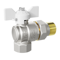 Кран шаровой латунный угловой LD Pride 47.15.В-ГШ.У.Б Ду 15 Ру 40 бабочка (white)