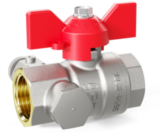 Кран шаровой латунный с дренажем и воздухоотводчиком трехходовой LD Pride 44.15.В-В.С.Б Ду 15 Ру 40 бабочка (red)