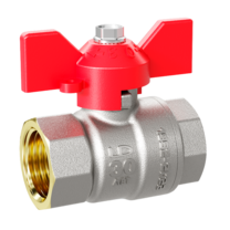 Кран шаровой латунный LD Pride 47.32.В-В.Б Ду 32 Ру 25 бабочка (red)