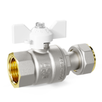 Кран шаровой латунный с накидной гайкой LD Pride 47.15.В-НкГк.Б Ду 15 Ру 40 бабочка (white)