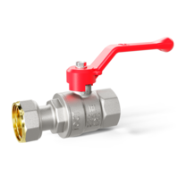 Кран шаровой латунный с накидной гайкой LD Pride 47.15.В-НкГк.Р Ду 15 Ру 40 рычаг (red)
