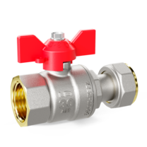 Кран шаровой латунный с накидной гайкой LD Pride 47.15.В-НкГк.Б Ду 15 Ру 40 бабочка (red)