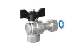 Кран шаровой латунный угловой с накидной гайкой LD Pride 47.15.В-НкГк.У.Б Ду 15 Ру 40 бабочка