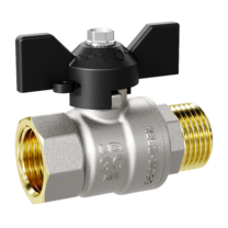 Кран шаровой латунный LD Pride 47.32.В-Н.Б Ду 32 Ру 25 бабочка