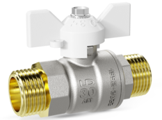 Кран шаровой латунный LD Pride 47.25.Н-Н.Б Ду 25 Ру 40 бабочка (white)