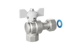 Кран шаровой латунный угловой с накидной гайкой LD Pride 47.15.В-НкГк.У.Б Ду 15 Ру 40 бабочка (white)