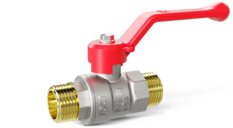 Кран шаровой латунный LD Pride 47.25.Н-Н.Р Ду 25 Ру 40 рычаг (red)